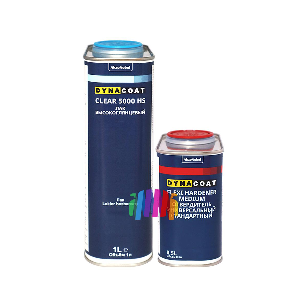 Высокоглянцевый лак Dynacoat Clear 5000 High Gloss HS 1 л. с отвердителем Flexi Medium 0,5 л. 2