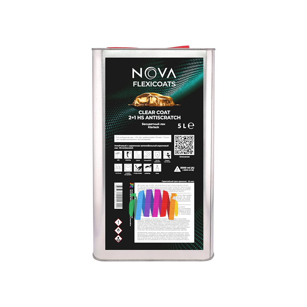 Устойчивый к царапинам автомобильный акриловый лак NOVA Flexicoats 2+1 HS Antiscratch 5 л. + 2,5 л.2