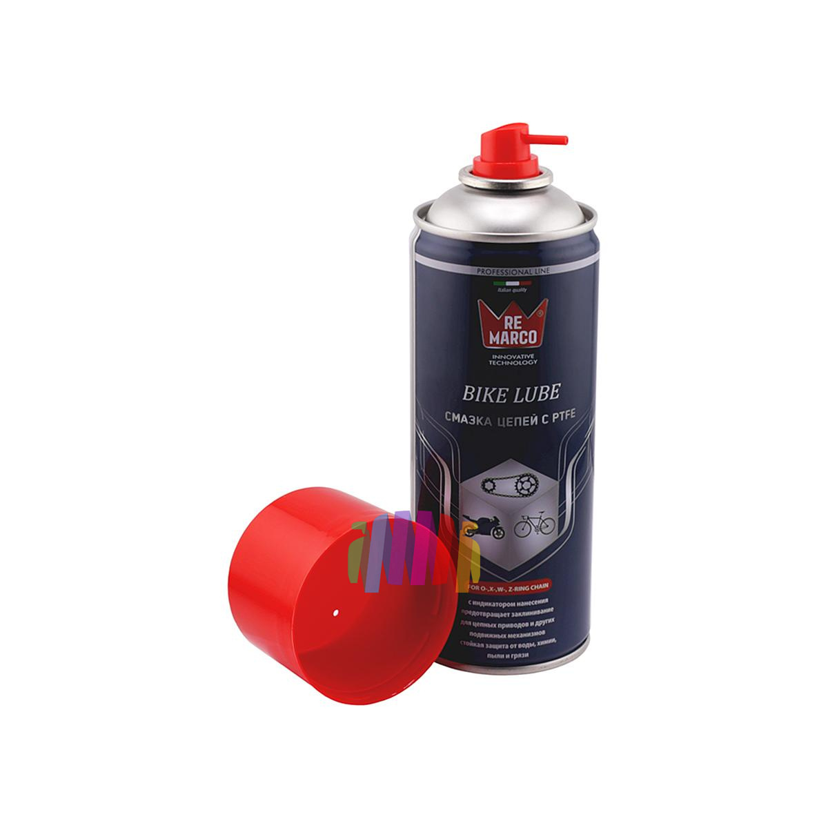 Смазка для цепей с PTFE (тефлоновая с индикатором нанесения) Re Marco RM-764 аэрозоль 400 мл. 003-03
