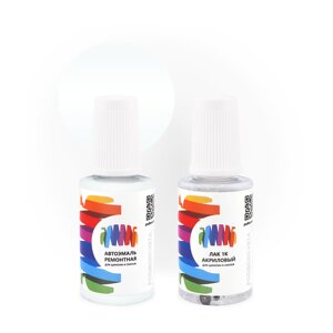 Подкраска для Ford (Форд) «Keewanau White», код цвета KW (белый), базовая автоэмаль с кисточкой от сколов и царапин, штрих-корректор 20 мл.