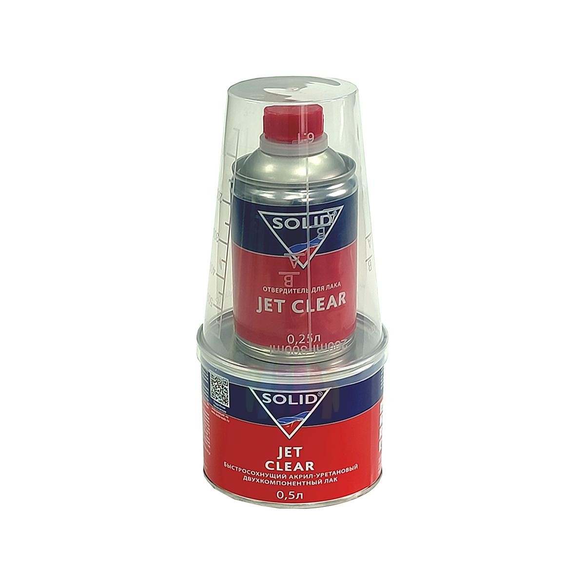 SOLID Jet Clear 2+1 Быстросохнущий акрил-уретановый лак 0,5 л. с отвердителем 0,25 л.
