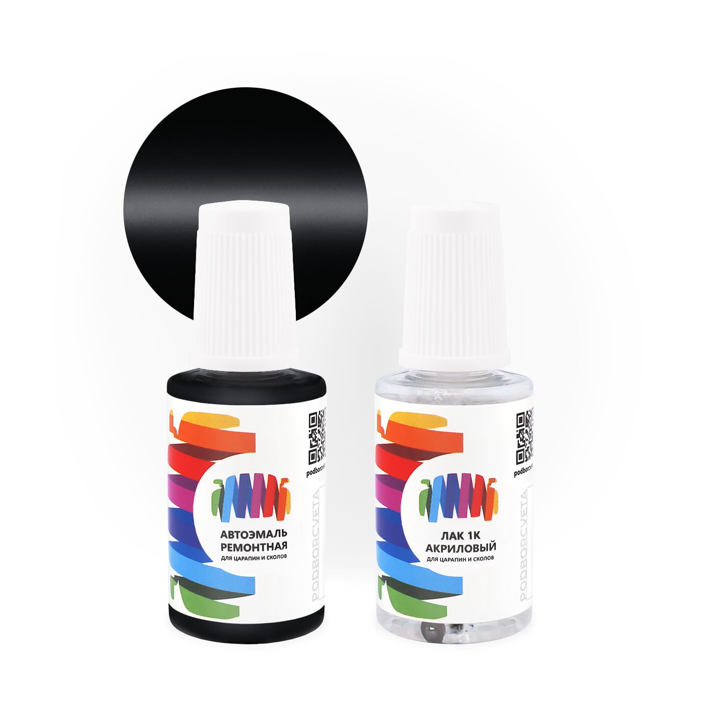 Подкраска для Mazda (Мазда) «Cosmic Black», код цвета 34F (черный), базовая автоэмаль с кисточкой от сколов и царапин, штрих-корректор 20 мл.