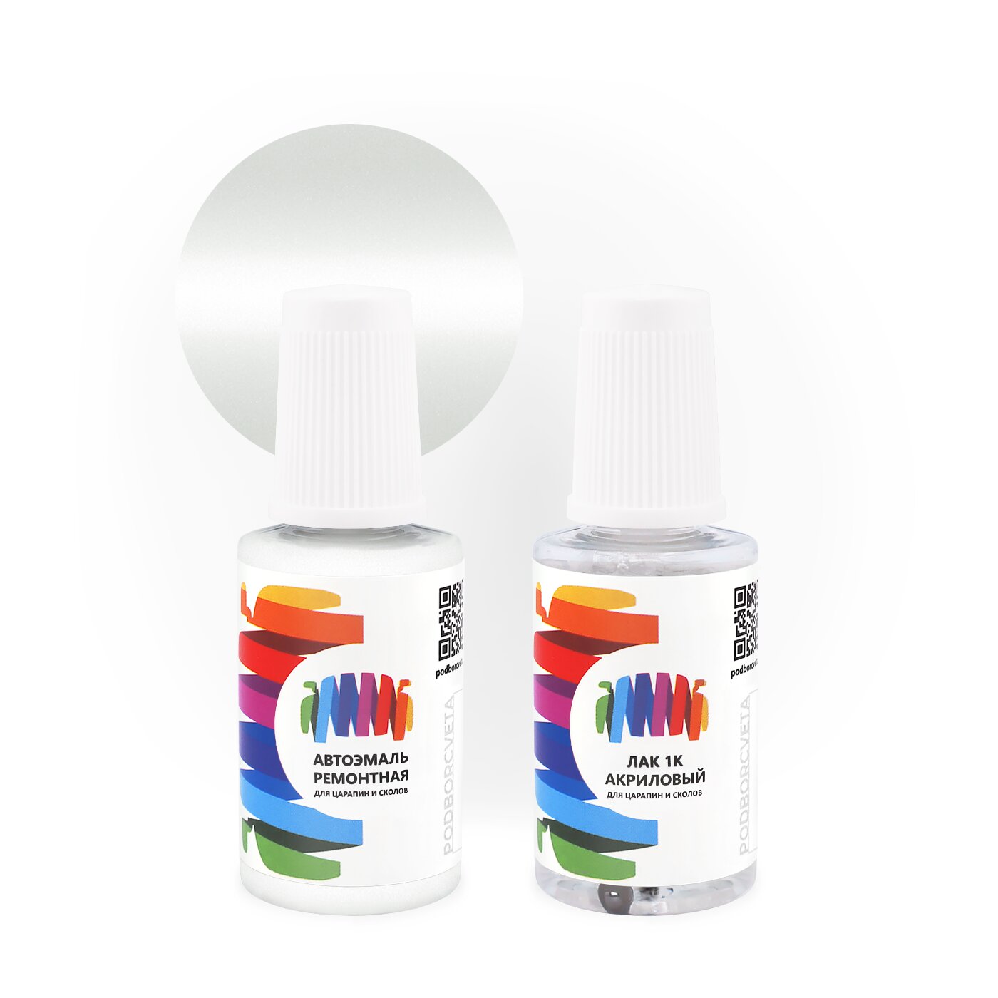 Подкраска для Mercedes Benz (Мерседес Бенц) «Opalithweiss», код цвета 659, 9659, 9-659 (белый), базовая автоэмаль с кисточкой от сколов и царапин, штрих-корректор 20 мл.