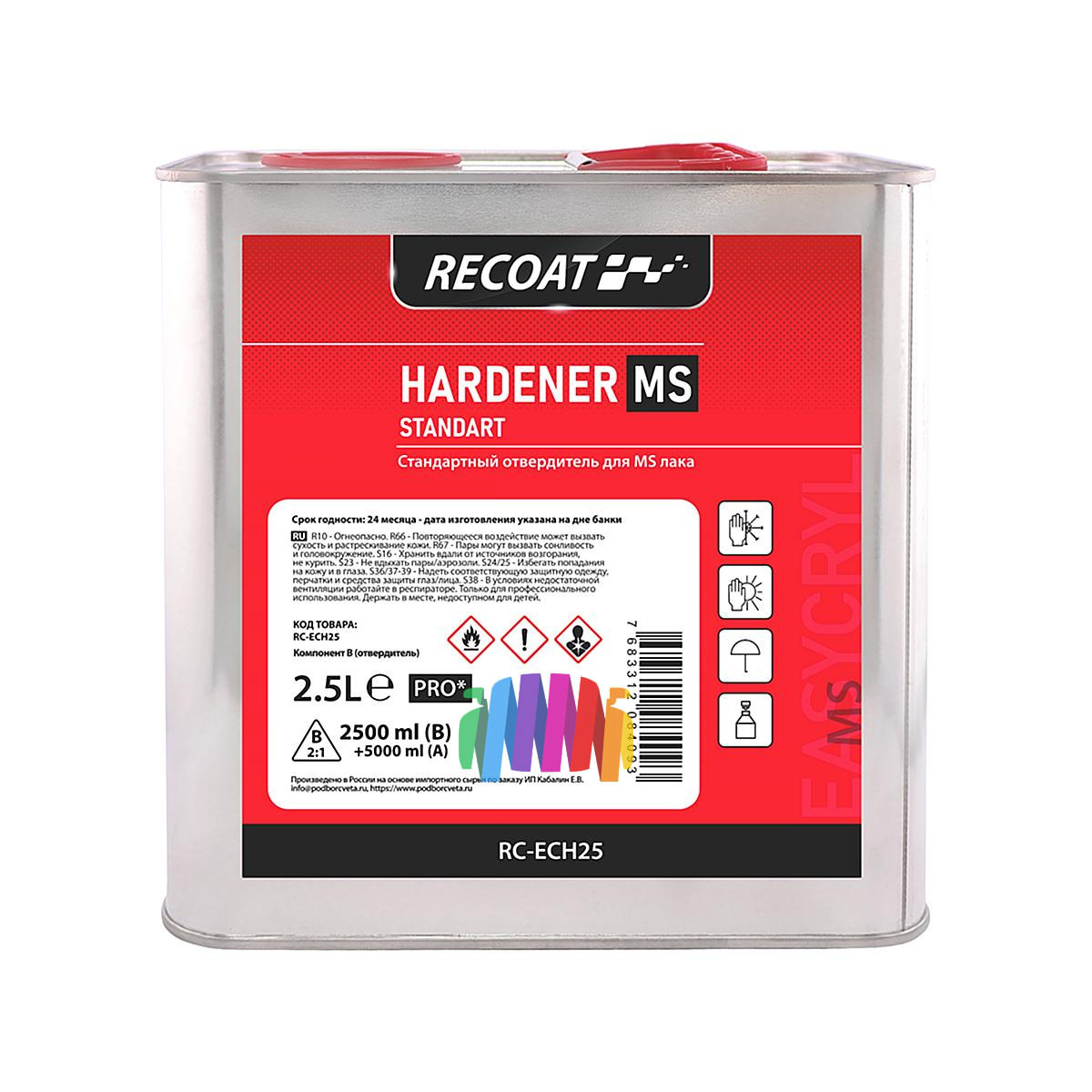 Прозрачный автомобильный акриловый лак RECOAT 2K MS EASYCRYL (RC-ECC50) 5 л. с отвердителем 2,5 л. 3