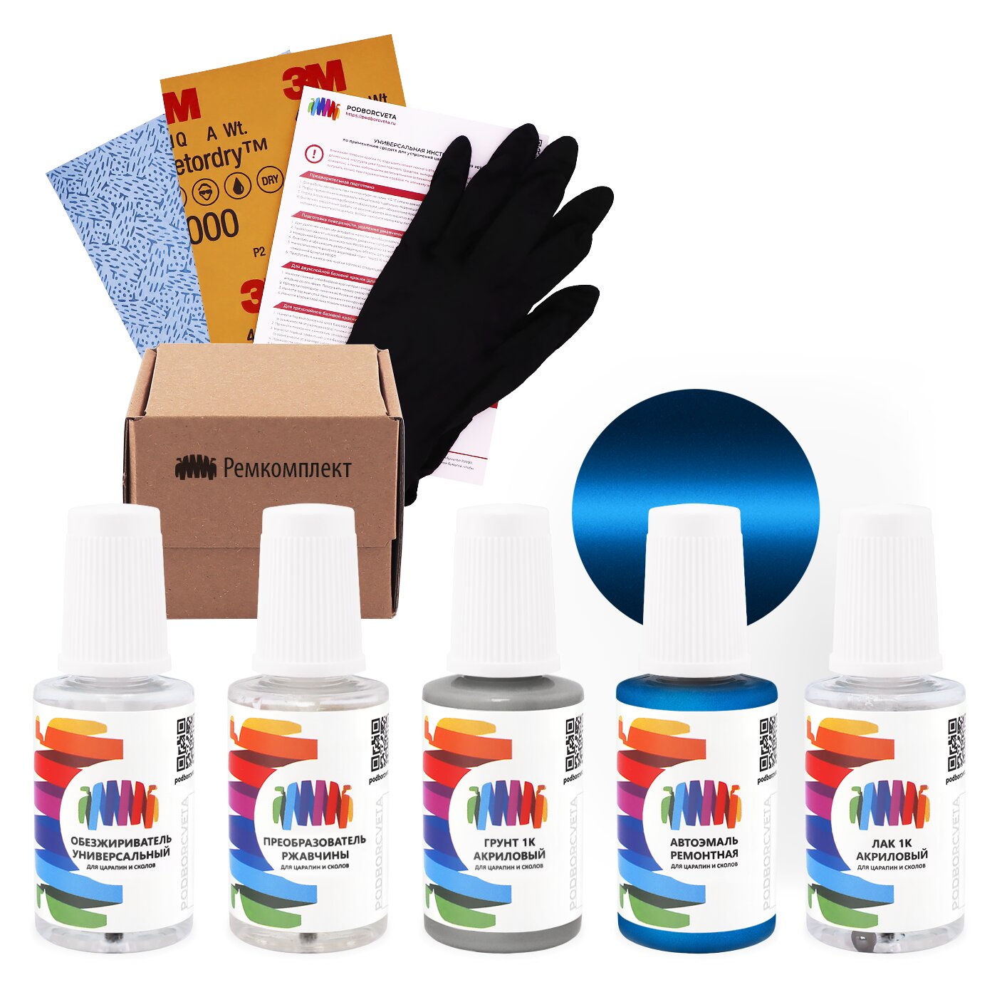 Ремкомплект для Suzuki (Сузуки) «Speedy Blue», код цвета ZWG (синий), базовая автоэмаль, набор для ремонта сколов и царапин