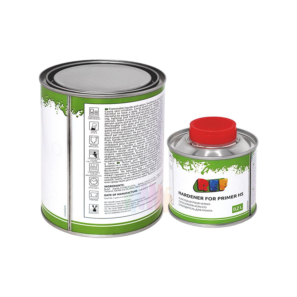 Грунт акриловый автомобильный REF HS 4:1 серый 0,8 л. с отвердителем 0,2 л. 2