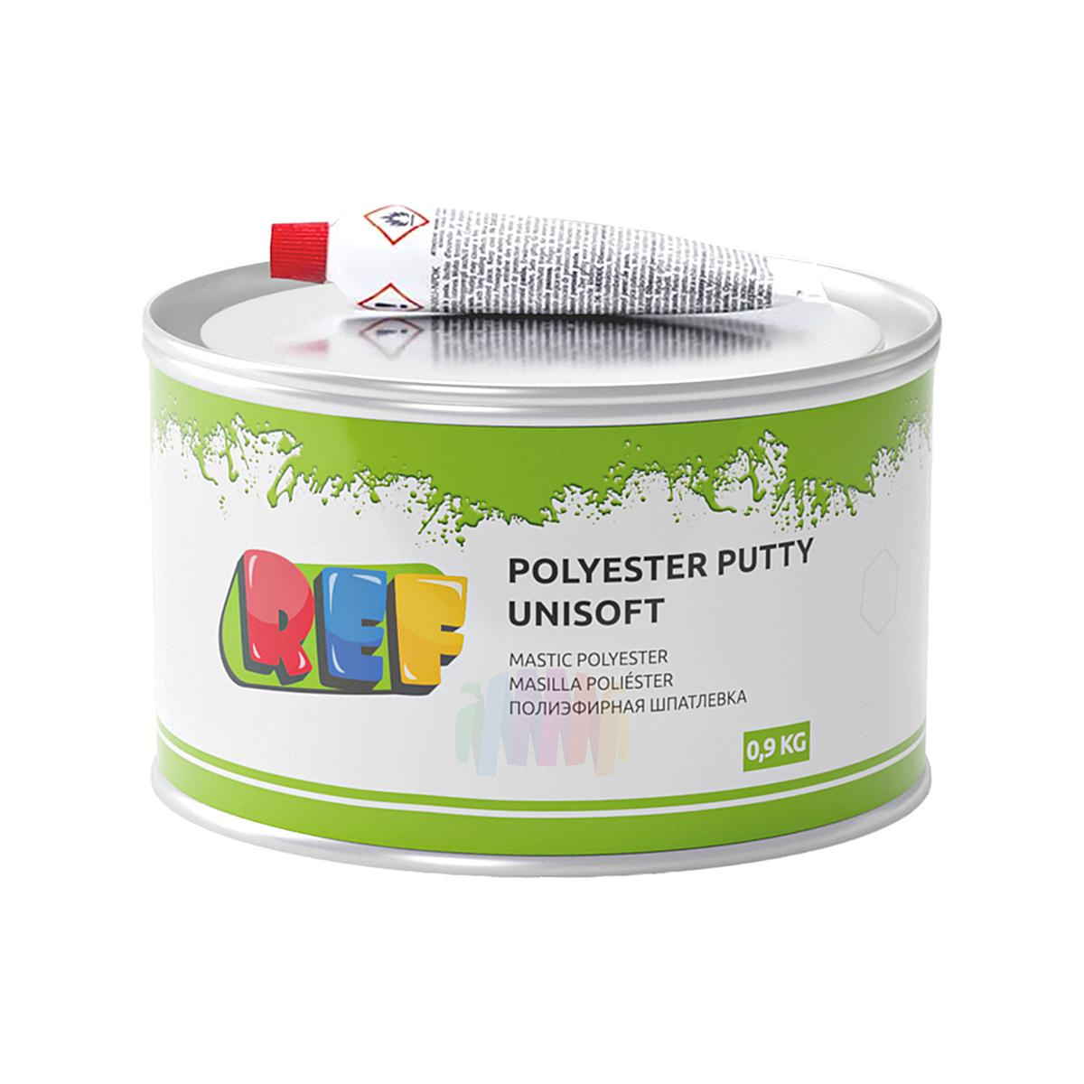 REF R02109 Polyester Putty Unisoft Шпатлевка универсальная автомобильная 0,9 кг.