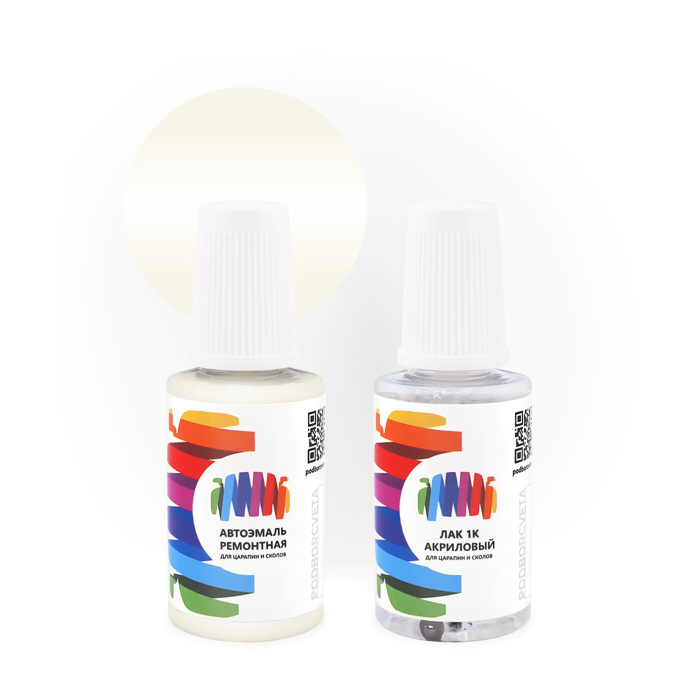 Подкраска для Mercury (Меркури) «Colonial White», код цвета FA6576D, JW7AXPD, M6576D (бежево-белый), базовая автоэмаль с кисточкой от сколов и царапин, штрих-корректор 20 мл.