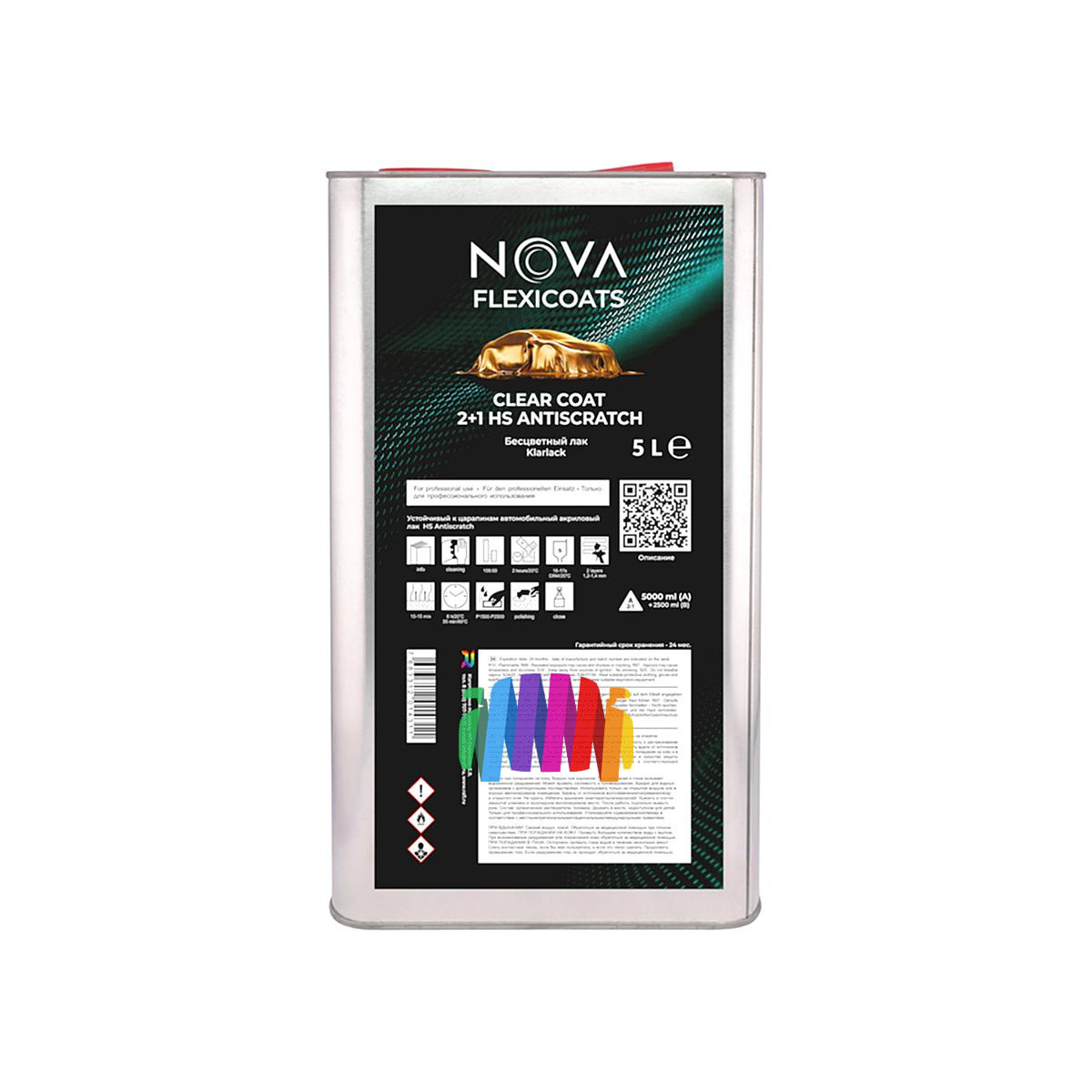 Устойчивый к царапинам автомобильный акриловый лак NOVA Flexicoats 2+1 HS Antiscratch 5 л. + 2,5 л.2