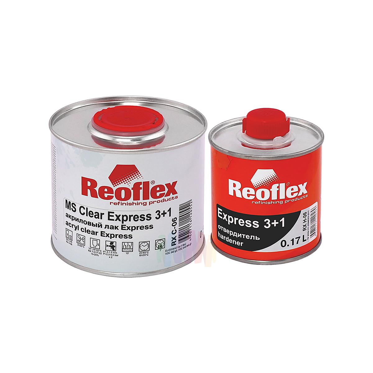 REOFLEX RX C-06 MS 3+1 Clear Express Быстросохнущий акриловый лак 0,5 л. с отвердителем 0,17 л.