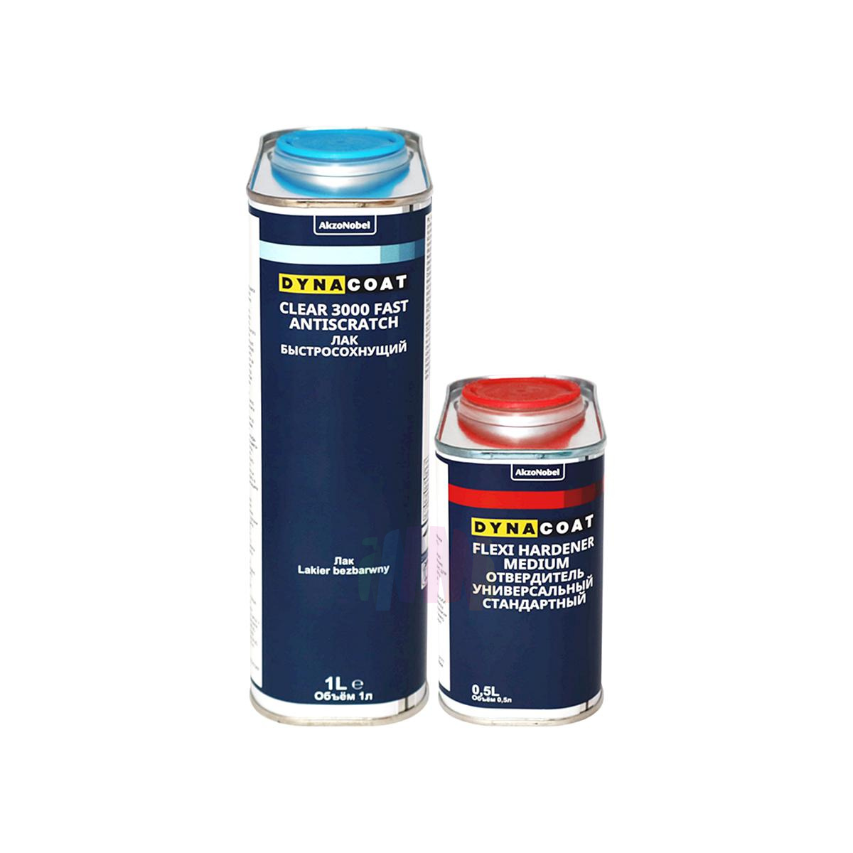 Dynacoat Лак быстросохнущий 3000 Antiscratch Fast 1 л. + отвердитель Flexi Medium 0,5 л. 02