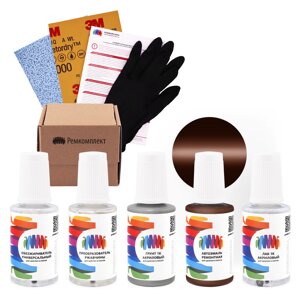 Ремкомплект для RAL (Classic) «Mahagonibraun», код цвета 8016 (коричневый), базовая автоэмаль, набор для ремонта сколов и царапин