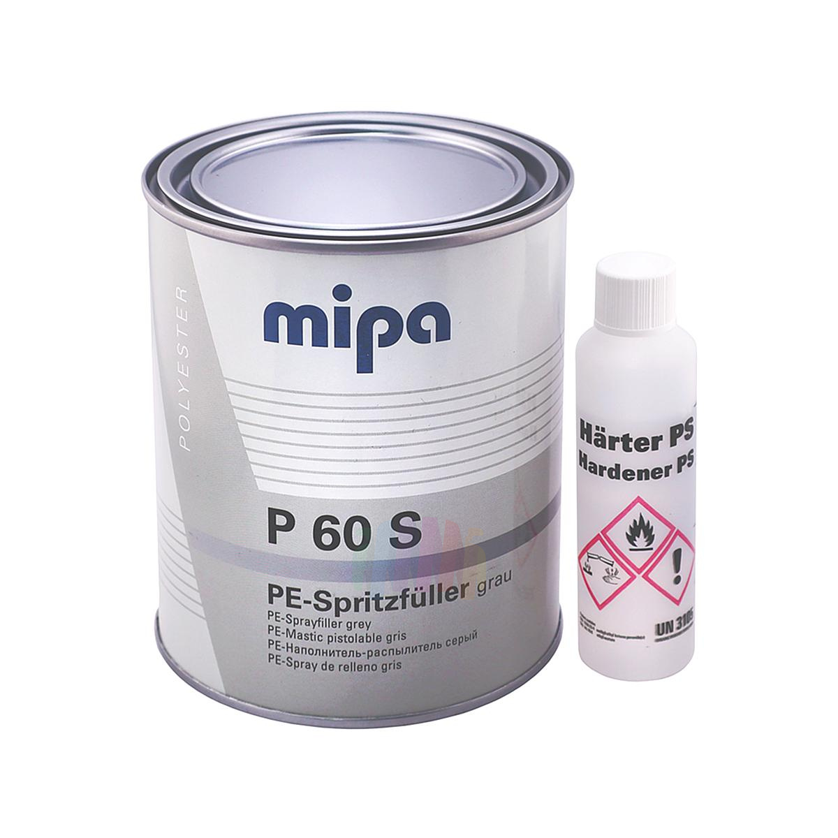 MIPA P60S Spritzfuller Grau Шпатлевка полиэфирная жидкая распыляемая автомобильная 1 л.