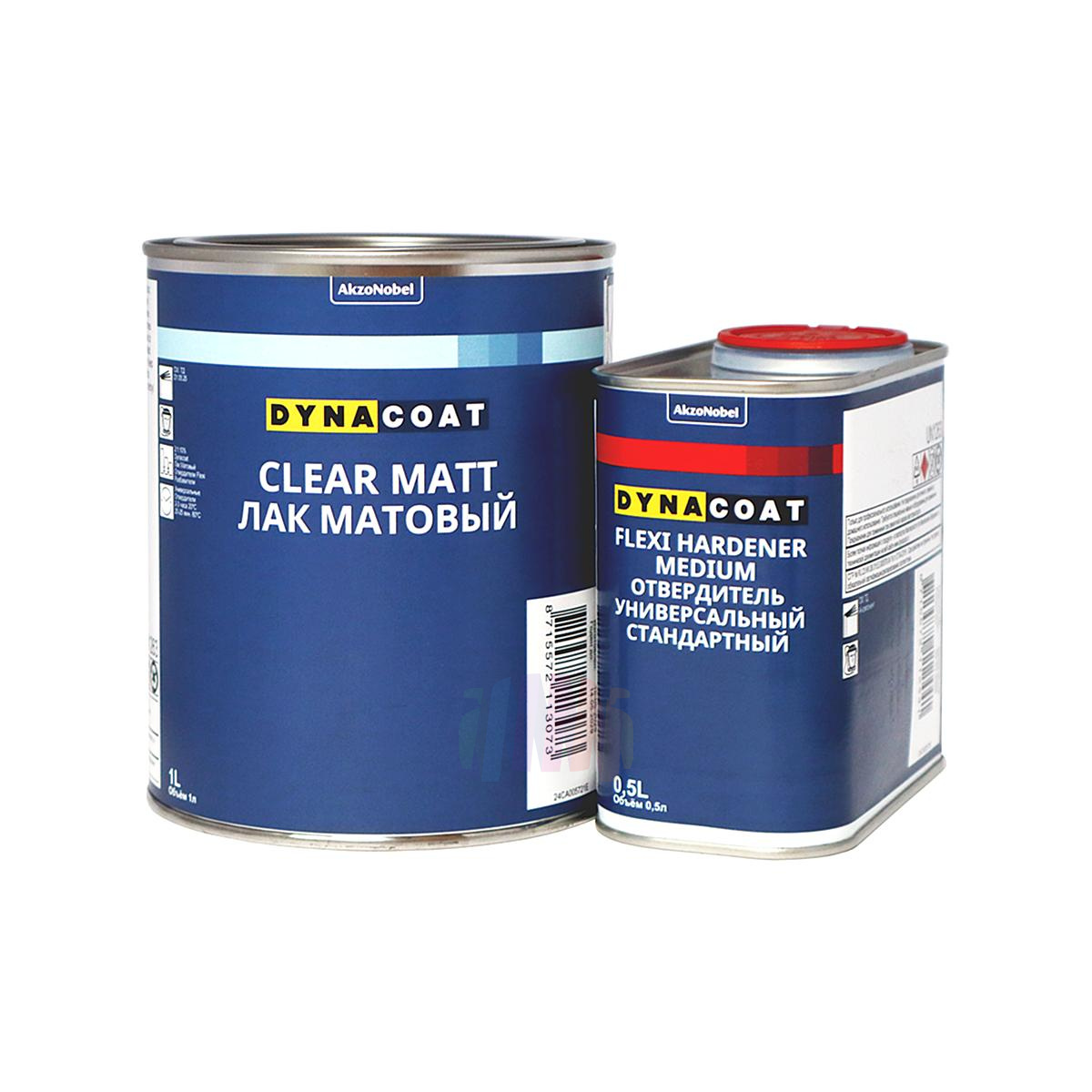 Лак матовый автомобильный акриловый Dynacoat Clear Matt 1 л. с отвердителем Flexi Medium 0,5 л. 1