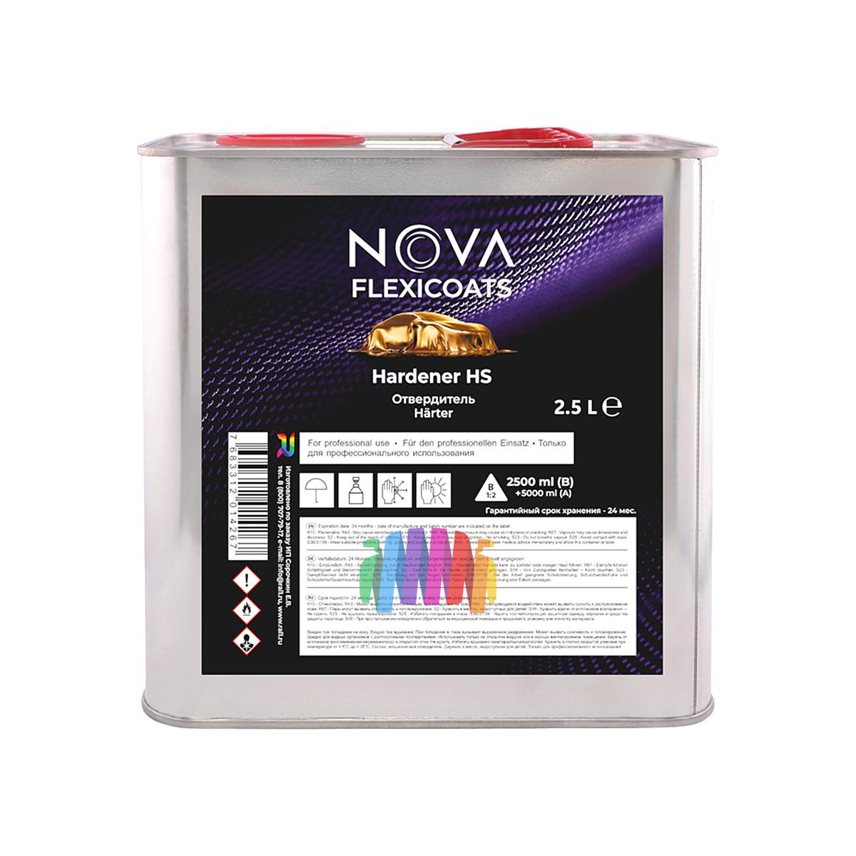 Прозрачный глянцевый акриловый автомобильный лак NOVA Flexicoats 2+1 HS 5 л. + 2,5 л. 3