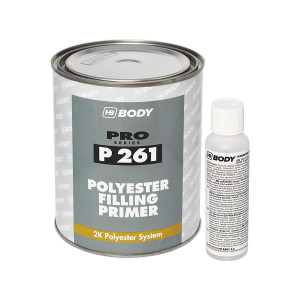HB BODY P261 Polyester Filling Primer Грунт-наполнитель полиэфирный автомобильный окрашиваемый 1 л. с отвердителем 50 мл.