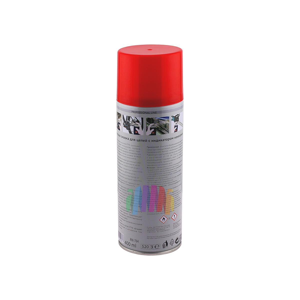 Смазка для цепей с PTFE (тефлоновая с индикатором нанесения) Re Marco RM-764 аэрозоль 400 мл. 002-03