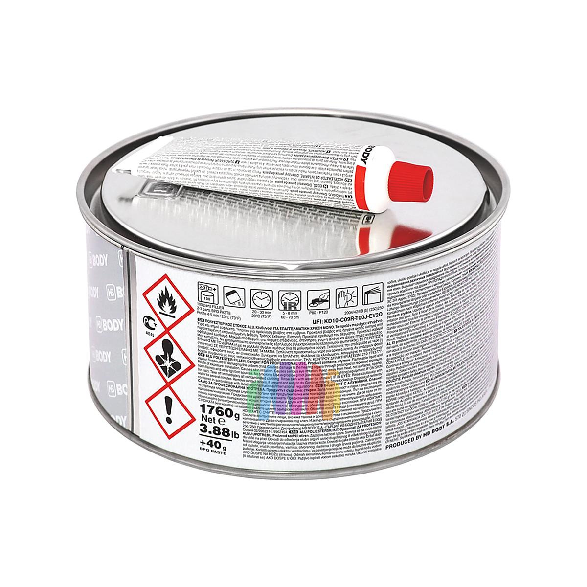 Шпатлевка автомобильная HB Body F255 Alu с алюминиевым наполнителем 1,8 кг. 2