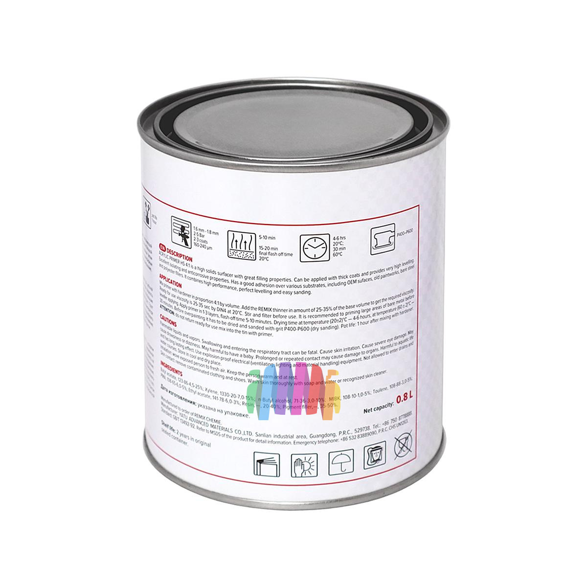 Грунт-выравниватель акриловый автомобильный Remix Supreme 2K Primer 4:1 HS серый 5