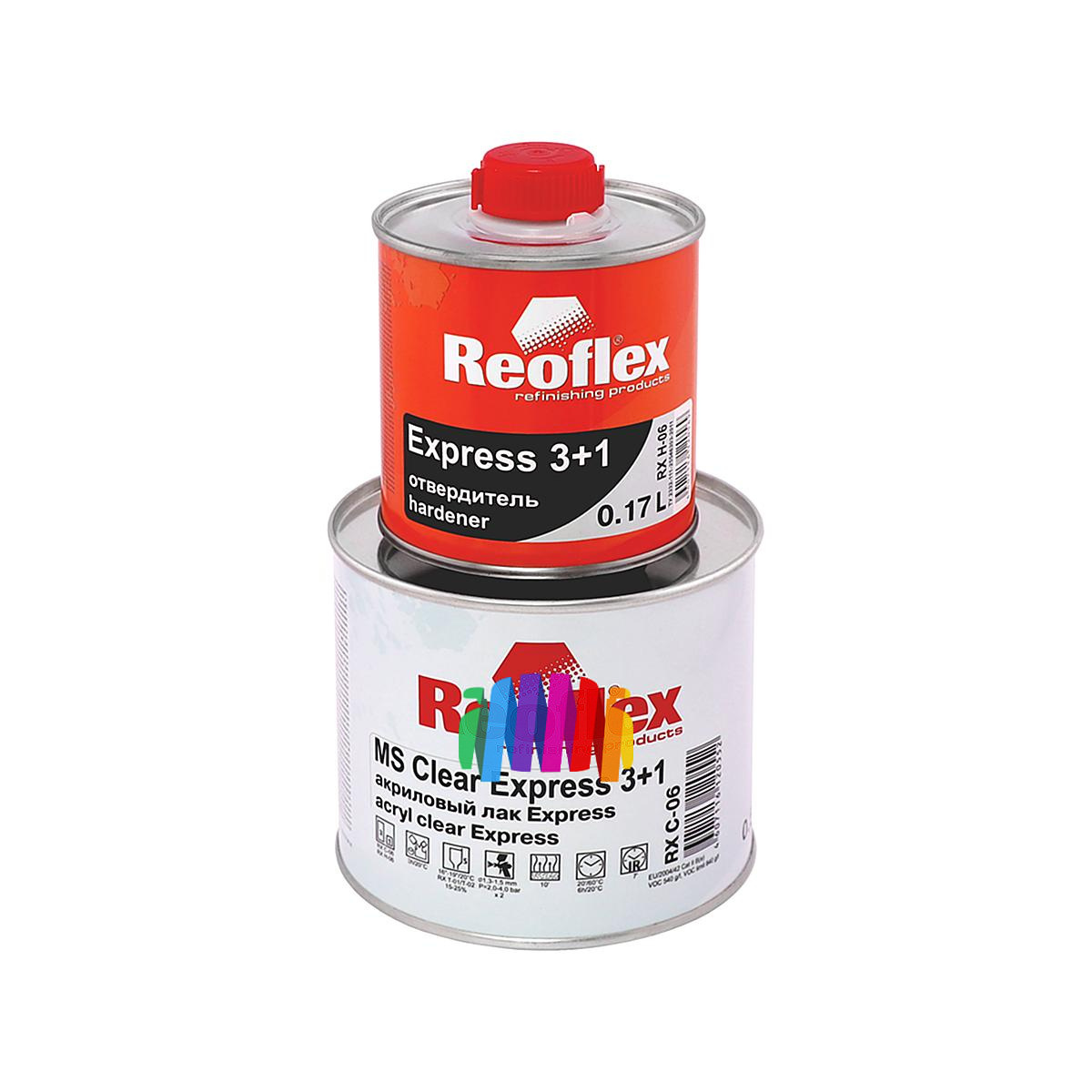 Быстросохнущий лак акриловый автомобильный Reoflex RX C-06 MS 3+1 Clear Express - 4