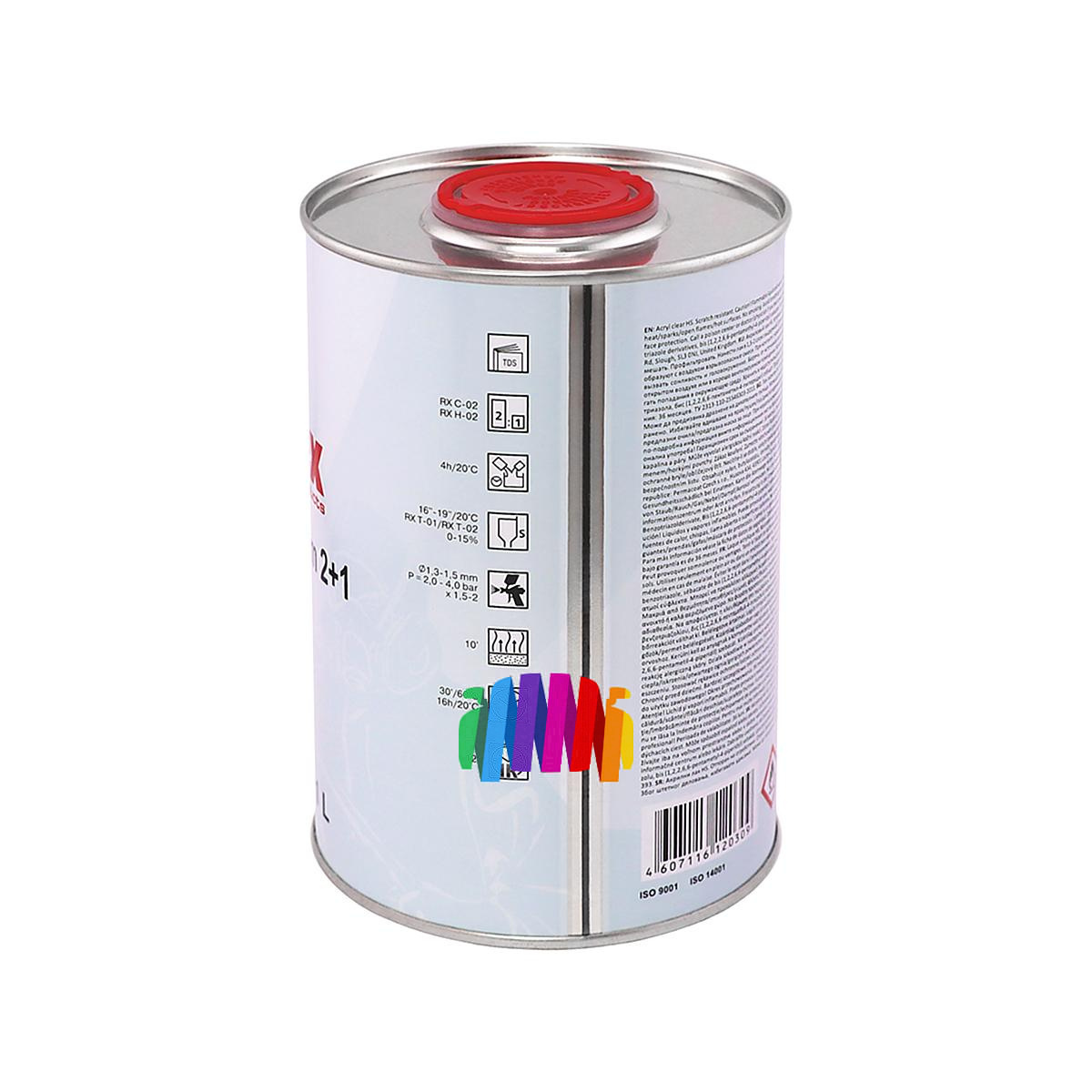 Лак акриловый автомобильный Reoflex RX C-02 HS 2+1 Clear Premium 1 л. с отвердителем 0,5 л. 4