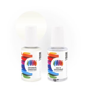 Подкраска для Peugeot (Пежо) «Blanc Meye», код цвета AXS, EWT, P0WT, P3WT (бежевый), базовая автоэмаль с кисточкой от сколов и царапин, штрих-корректор 20 мл.