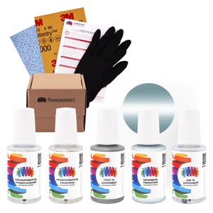 Ремкомплект для Peugeot (Пежо) «Bleu Cascade», код цвета AWP, ELJ (сине-серый), базовая автоэмаль, набор для ремонта сколов и царапин