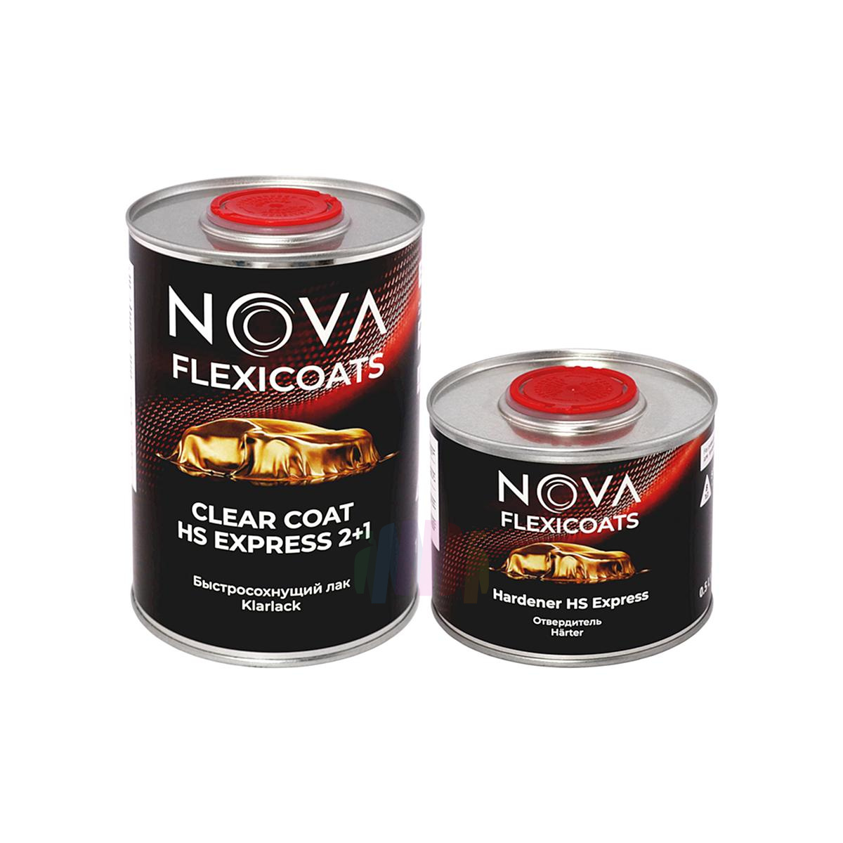 NOVA Flexicoats 2+1 HS Express Быстросохнущий прозрачный автомобильный акриловый лак 1 л. с отвердителем 0,5 л.