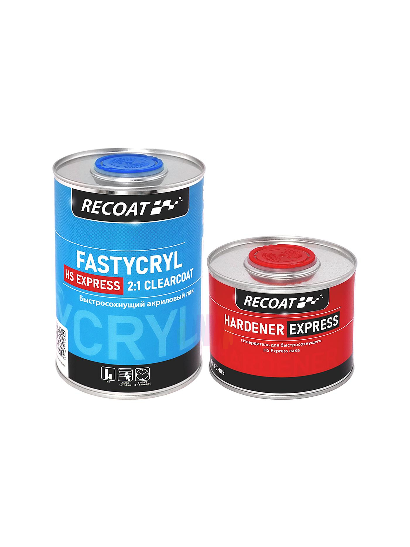 RECOAT RC-FCC10 2K HS Express FASTYCRYL Быстросохнущий прозрачный акриловый лак (6 комплектов) 2