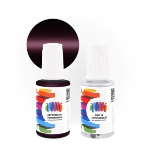 Подкраска для Peugeot (Пежо) «Prune Nacre», код цвета EKW, EKWD, M0KW, M4KW (фиолетовый), базовая автоэмаль с кисточкой от сколов и царапин, штрих-корректор 20 мл.