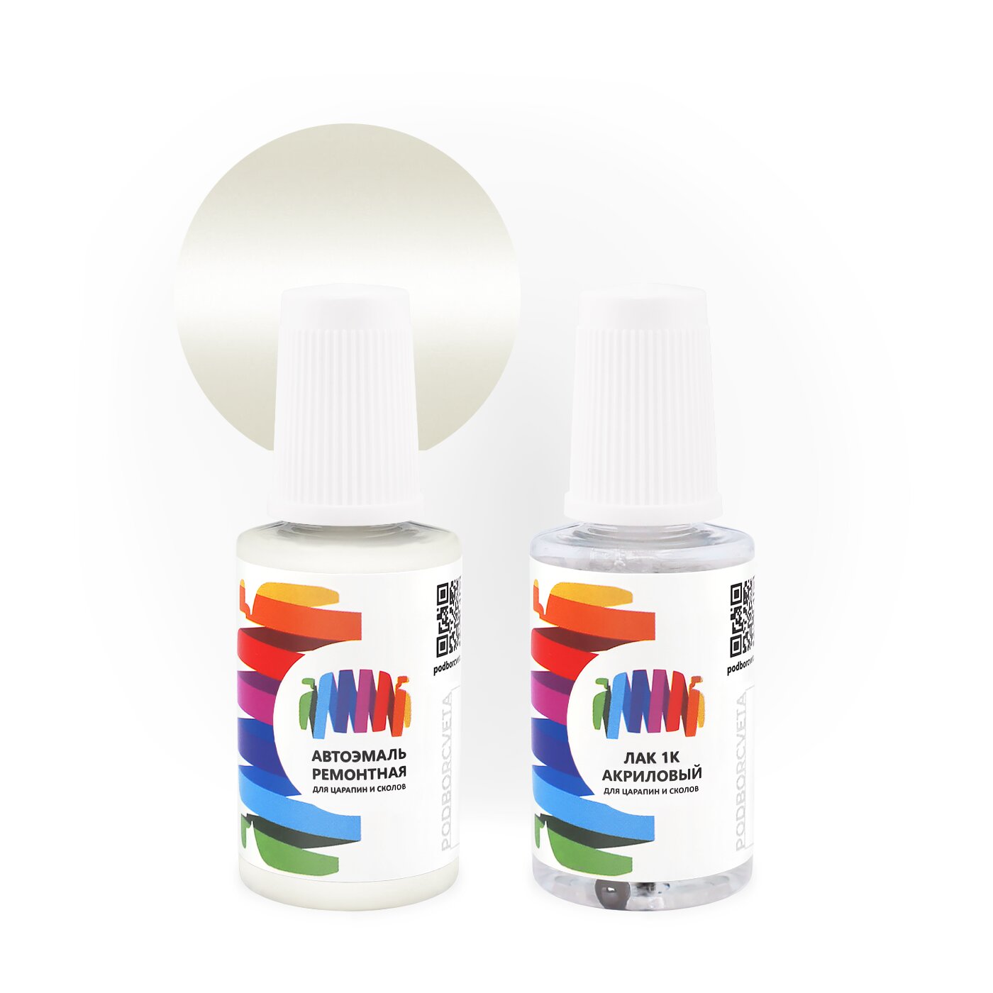 Подкраска для Mercedes Benz (Мерседес Бенц) «Diamantweiss», код цвета 799, 9799, C0048, DB799 (белый), базовая автоэмаль 3 сл. с кисточкой от сколов и царапин, штрих-корректор 20 мл.