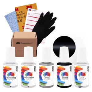 Ремкомплект для Chevrolet (Шевроле) «Black Mid-Gloss», код цвета 0848, W50A, W50A848 (черный), базовая автоэмаль, набор для ремонта сколов и царапин