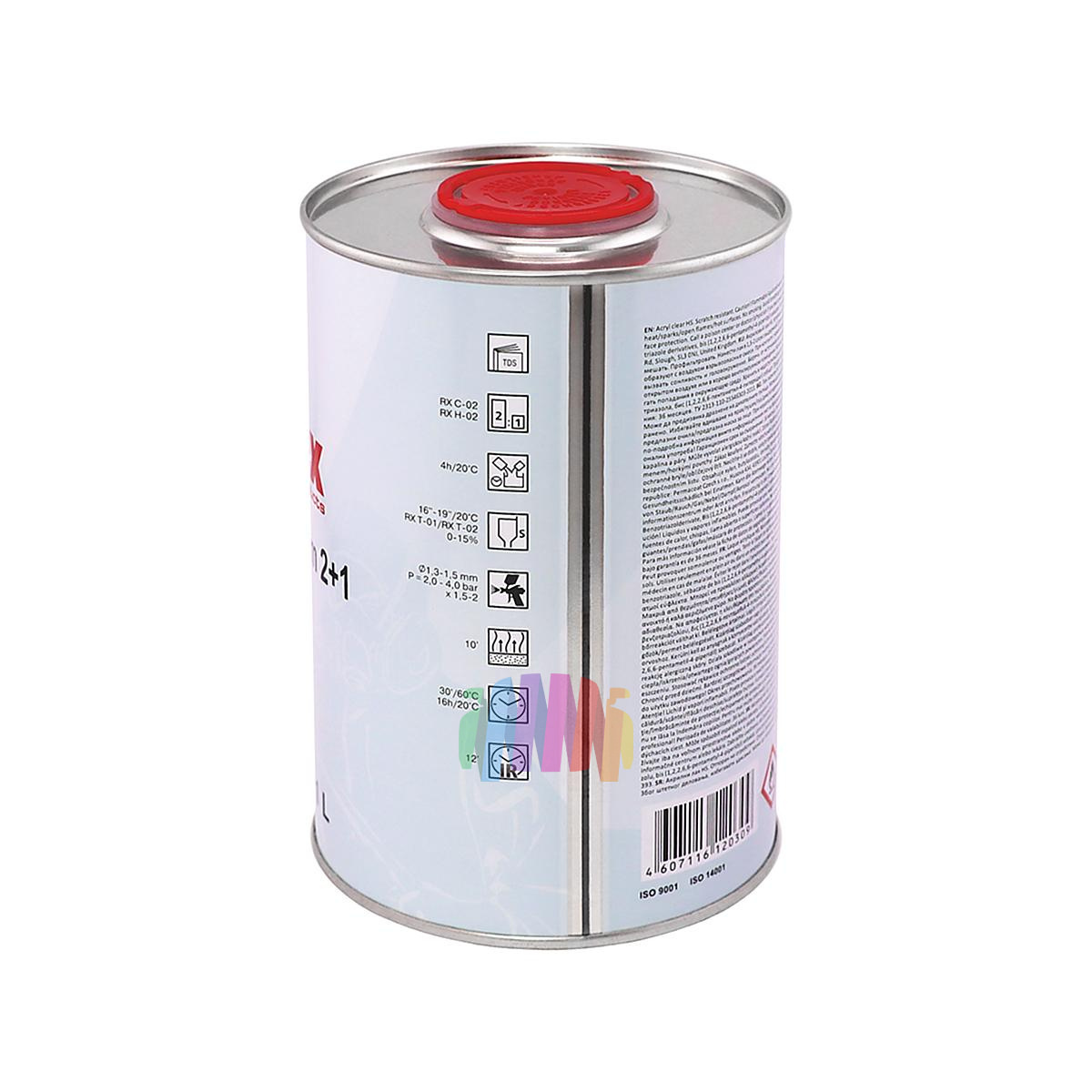 Лак акриловый автомобильный Reoflex RX C-02 HS 2+1 Clear Premium 1 л. с отвердителем 0,5 л. 4