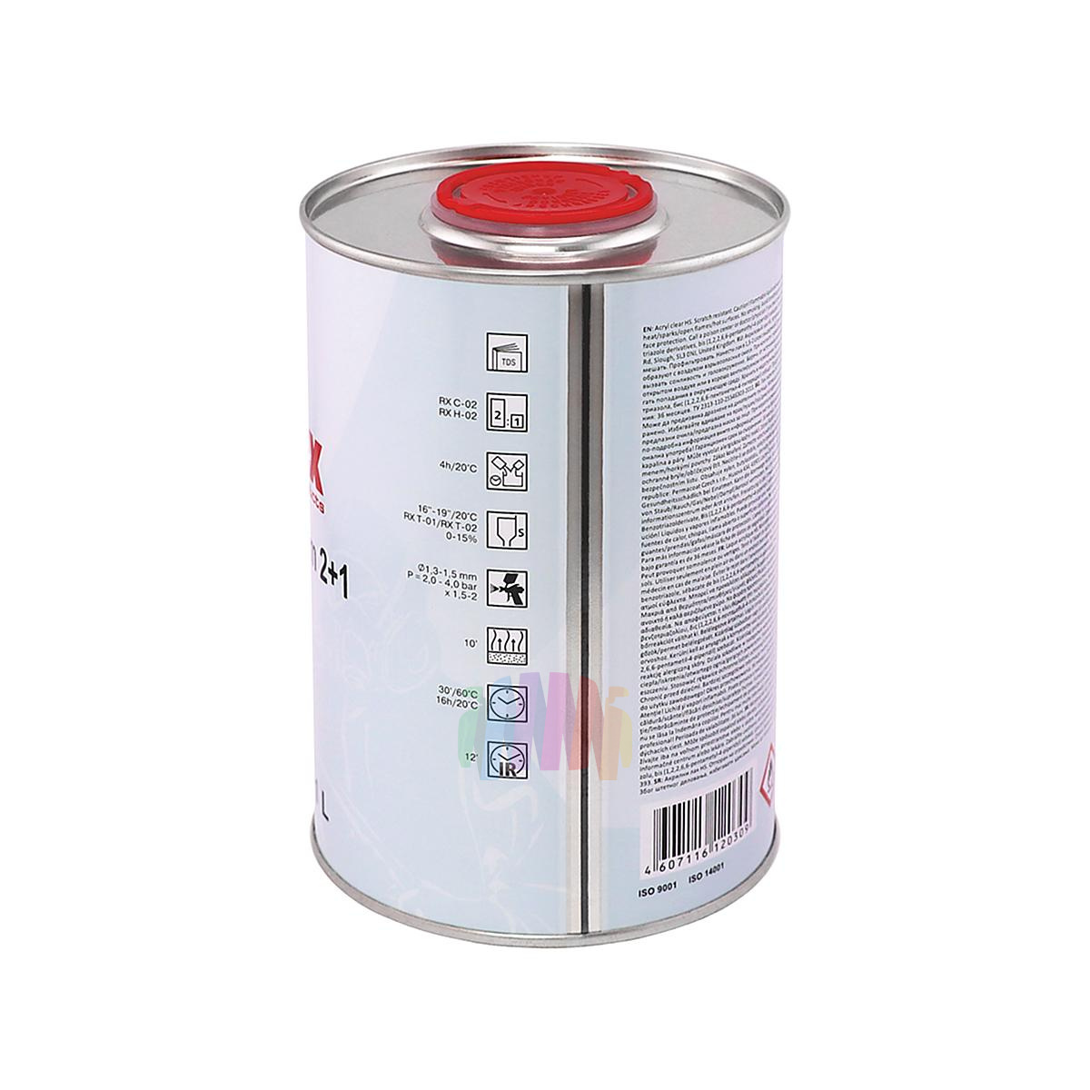 Лак акриловый автомобильный Reoflex RX C-02 HS 2+1 Clear Premium 1 л. с отвердителем 0,5 л. 4