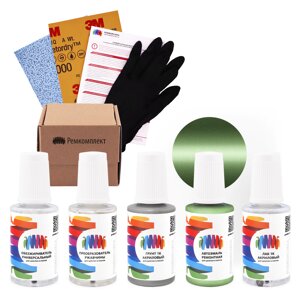 Ремкомплект для Peugeot (Пежо) «Vert Ouranos», код цвета KSM, KSMD, M08M (зеленый), базовая автоэмаль, набор для ремонта сколов и царапин