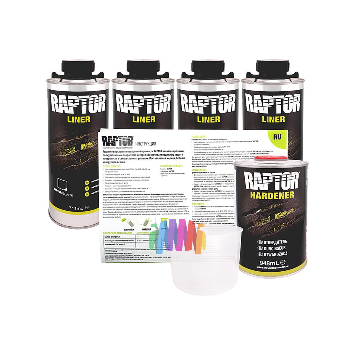 Защитное покрытие раптор U-POL RLB/S4 Raptor Black черное  2