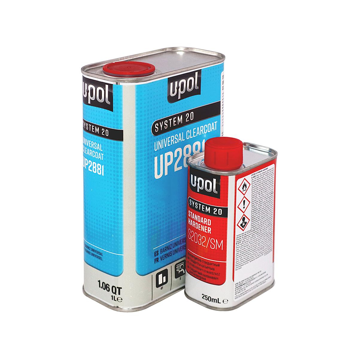 U-POL UP2881 (S2088/1) 2К HS 4:1 Universal Clearcoat Автомобильный акриловый лак 1 л. с отвердителем S2032 0,25 л.