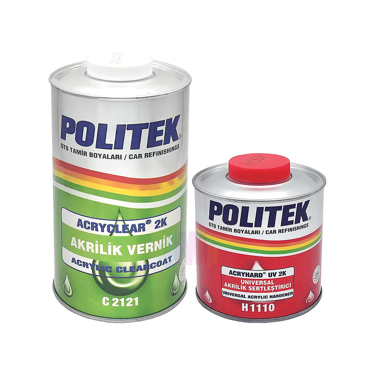 POLITEK C2121 MS 2K Acrylic Clearcoat Лак акриловый автомобильный 1 л. с отвердителем H1110 0,5 л.