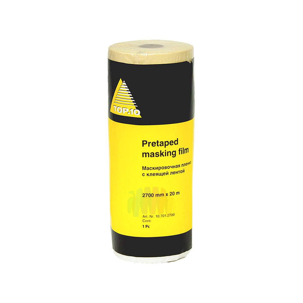 TOP10 10.701.2700 Pretaped Masking Film Маскировочная пленка с клеящей лентой 2,7 x 20 м., толщина 10 мкм.