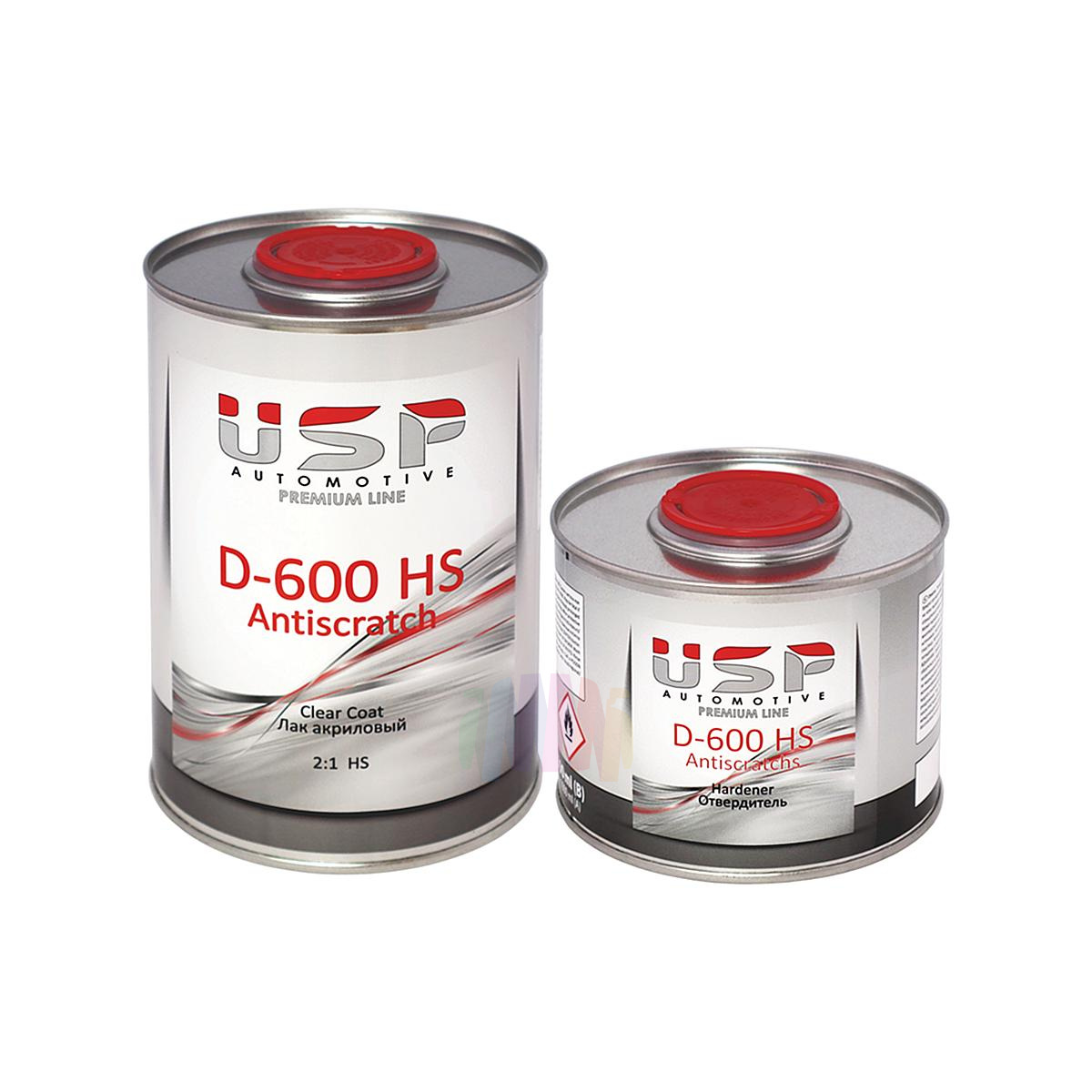 USP Premium D-600 HS 2:1 Antiscratch Clear Coat Акриловый автомобильный лак против царапин 1 л. с отвердителем 0,5 л.