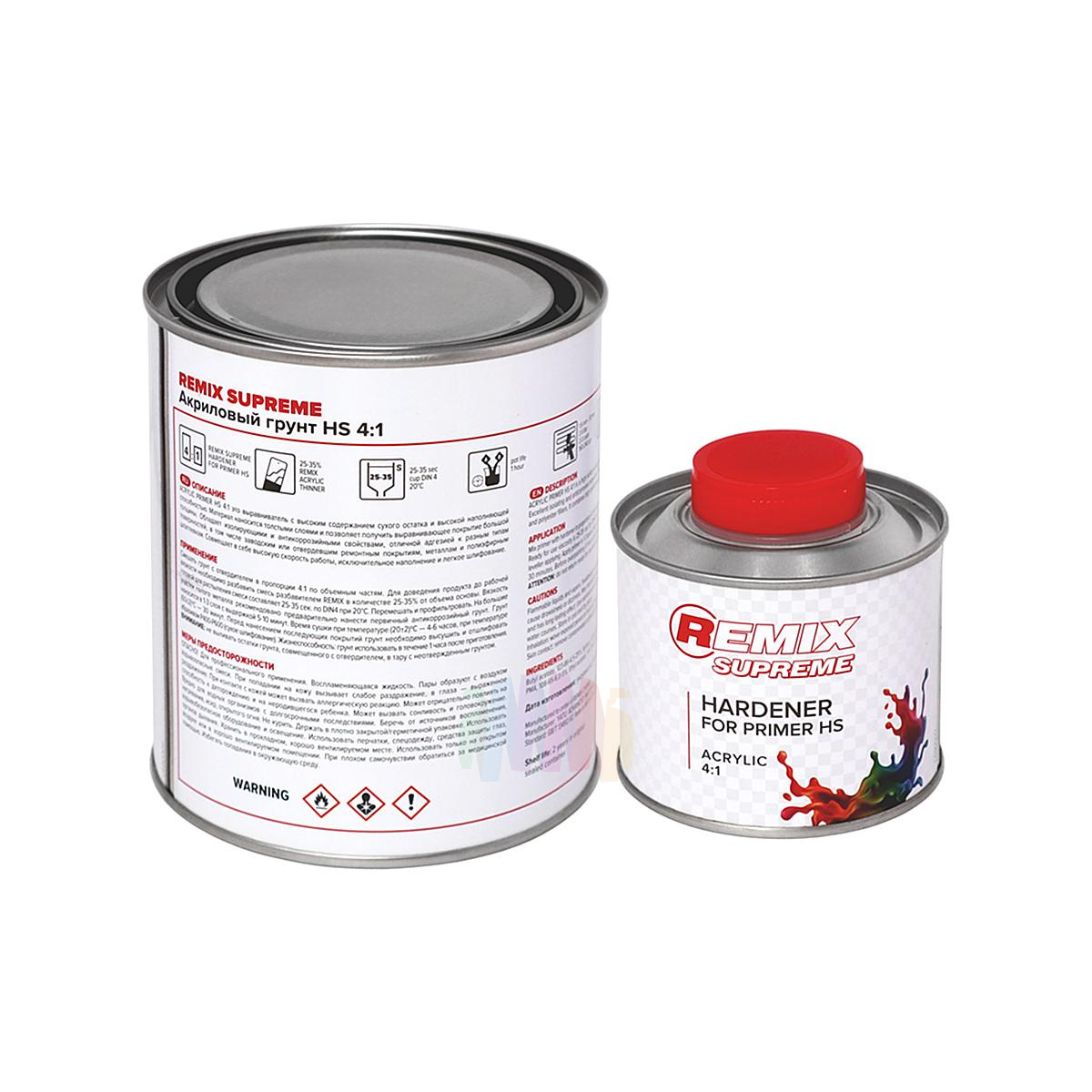 Грунт-выравниватель акриловый автомобильный Remix Supreme 2K Primer 4:1 HS серый 2