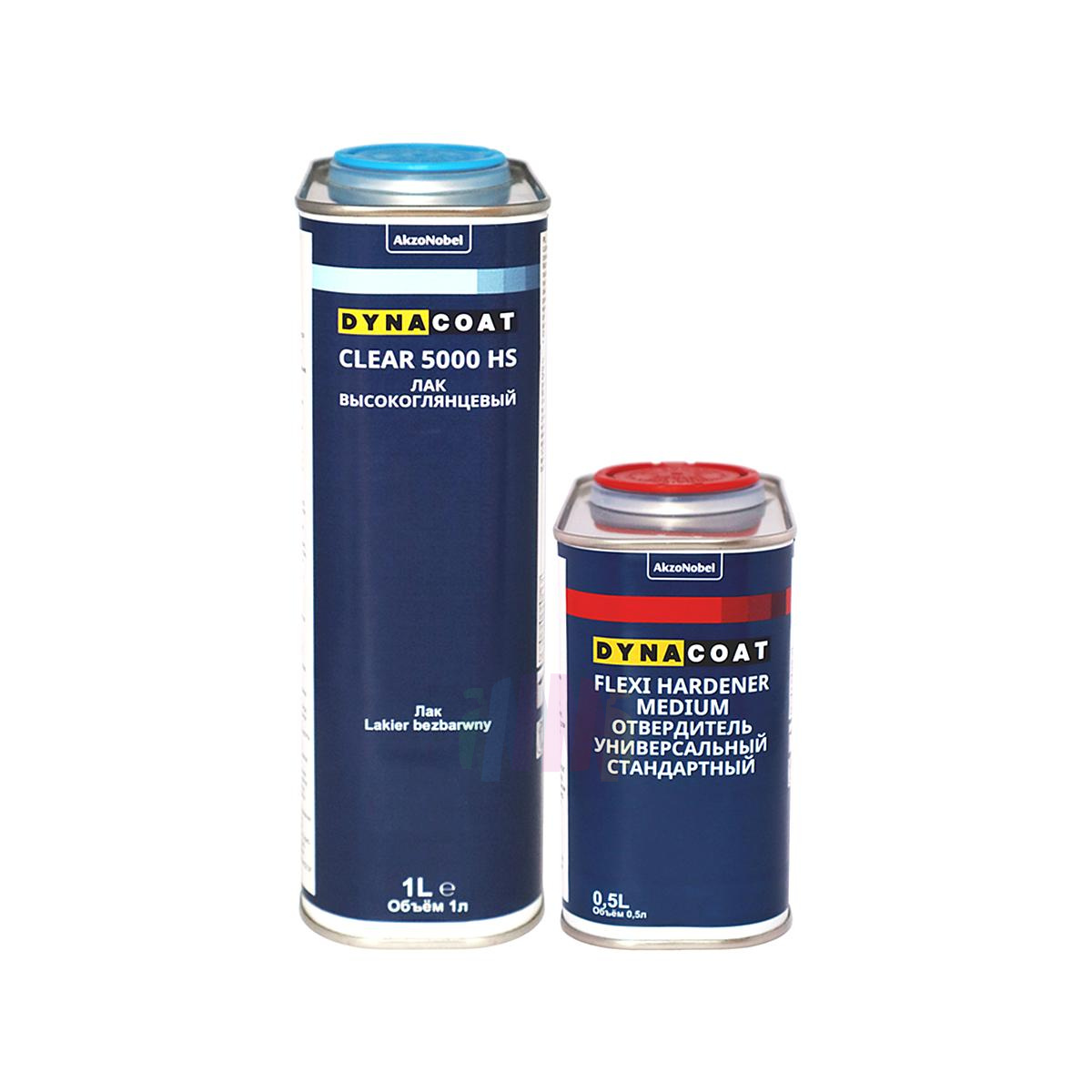 Высокоглянцевый лак Dynacoat Clear 5000 High Gloss HS 1 л. с отвердителем Flexi Medium 0,5 л. 2