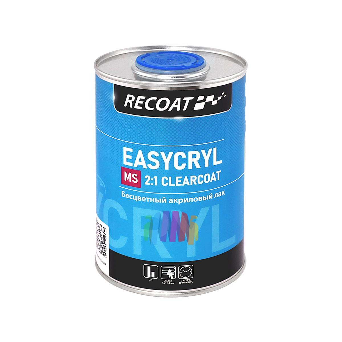 Прозрачный автомобильный акриловый лак RECOAT 2K MS Easycryl (RC-ECC10) 1 л. с отвердителем 0,5 л. 3