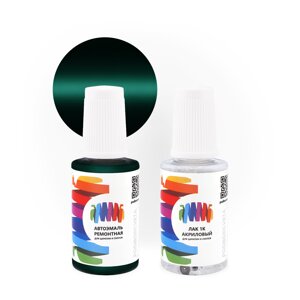 Подкраска для Toyota (Тойота) «Dark Green», код цвета 6Q7, K79 (зеленый), базовая автоэмаль с кисточкой от сколов и царапин, штрих-корректор 20 мл.