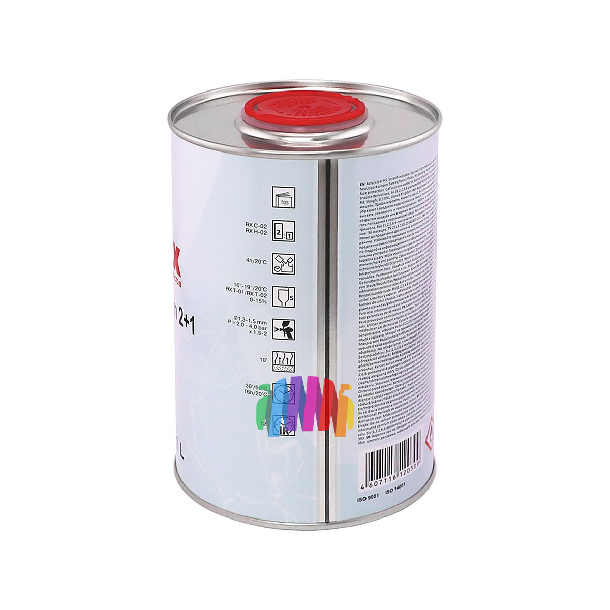 Лак акриловый автомобильный Reoflex RX C-02 HS 2+1 Clear Premium 1 л. с отвердителем 0,5 л. 4