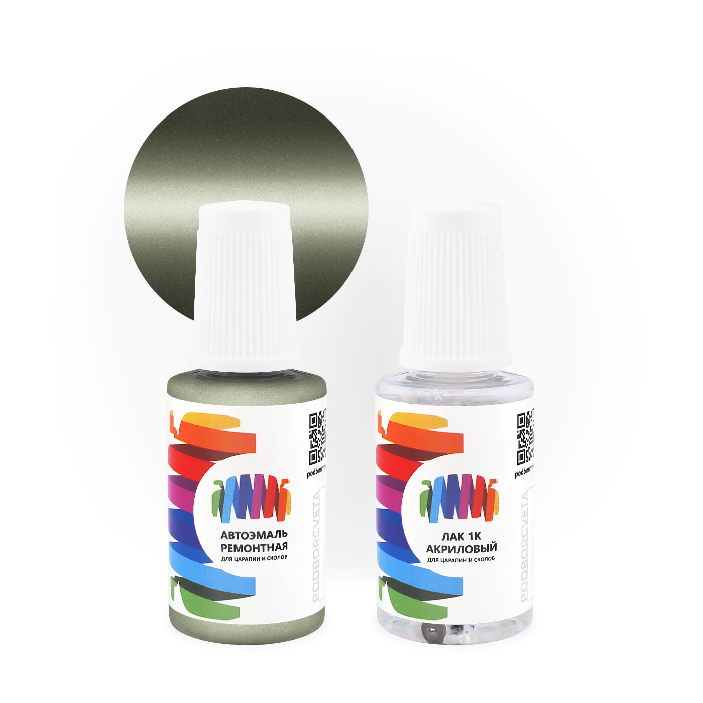 Подкраска для Opel (Опель) «Olivgruen», код цвета 346, 42L (зелено-серый), базовая автоэмаль с кисточкой от сколов и царапин, штрих-корректор 20 мл.