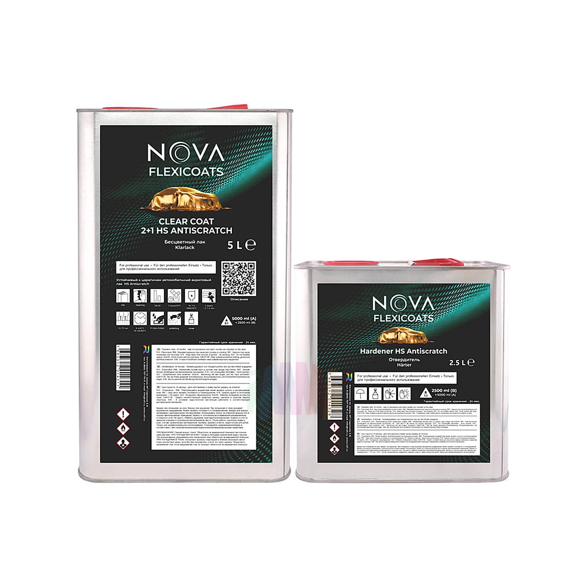NOVA Flexicoats 2+1 HS Antiscratch Устойчивый к царапинам автомобильный акриловый лак 5 л. с отвердителем 2,5 л.