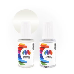 Подкраска для Ford (Форд) «White Suede», код цвета 8VJAXPD (белый), базовая автоэмаль с кисточкой от сколов и царапин, штрих-корректор 20 мл.