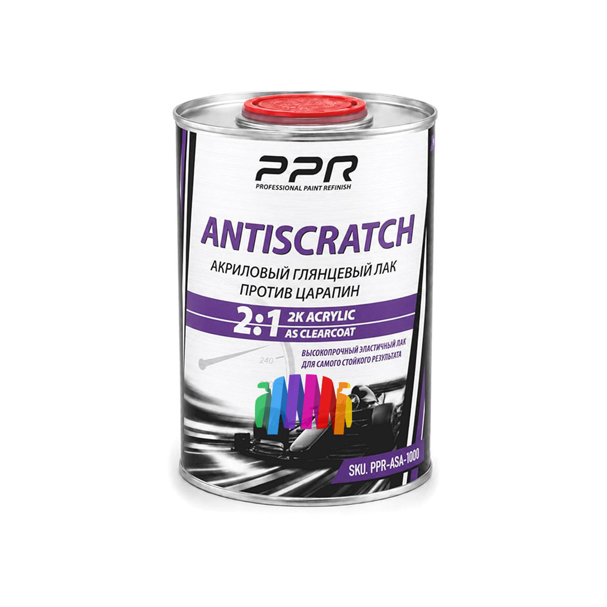 Глянцевый акриловый лак против царапин PPR 2K ANTISCRATCH 1 л. с отвердителем 0,5 л. 3