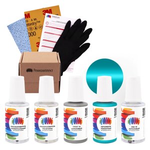 Ремкомплект для BMW (БМВ) «Eisblau», код цвета 05-407-5715, 490, 550 (сине-зеленый), базовая автоэмаль, набор для ремонта сколов и царапин